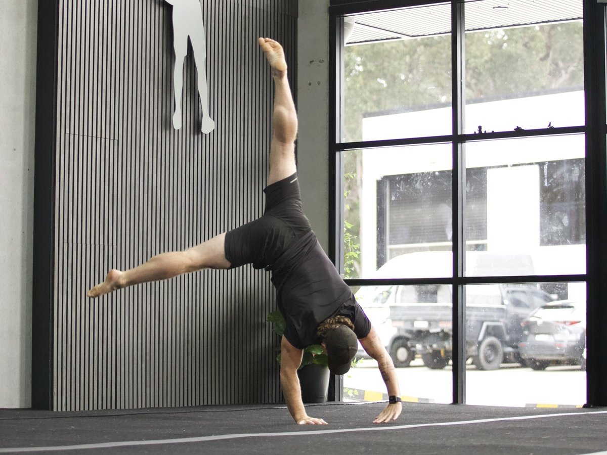 Athlete mid cartwheel